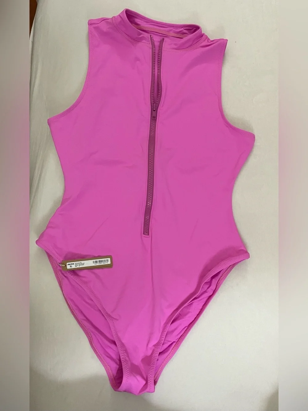 SKIMS NWT Hot Neon Orchid Pink Zip-Front One-Piece Swimsuit Size XL